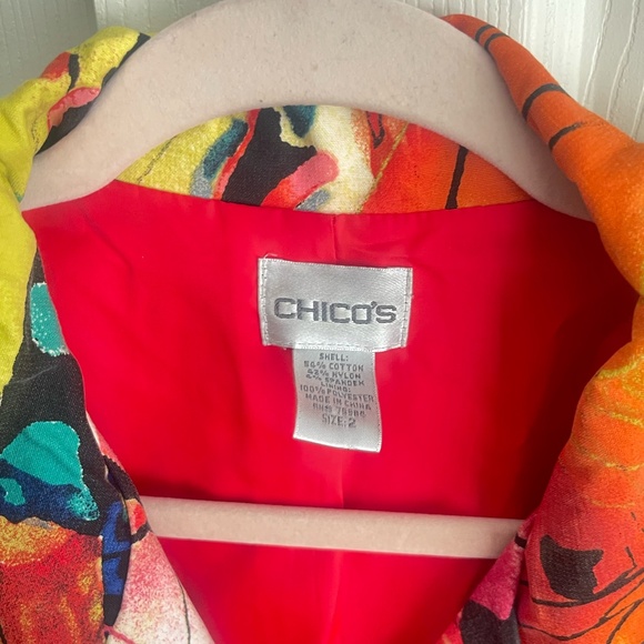 Vintage Chico's  women's butterfly Jacket blazer Size 2 multicolor.  #203 - Picture 5 of 14